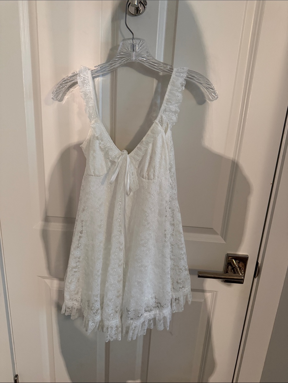 Urban Outfitters White Lace Ruffle Strap Romper